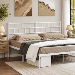 Sturdy White Metal Headboard 180cm for Bed Frame