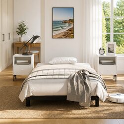 Durable King Single Bed Frame in Black Faux Leather