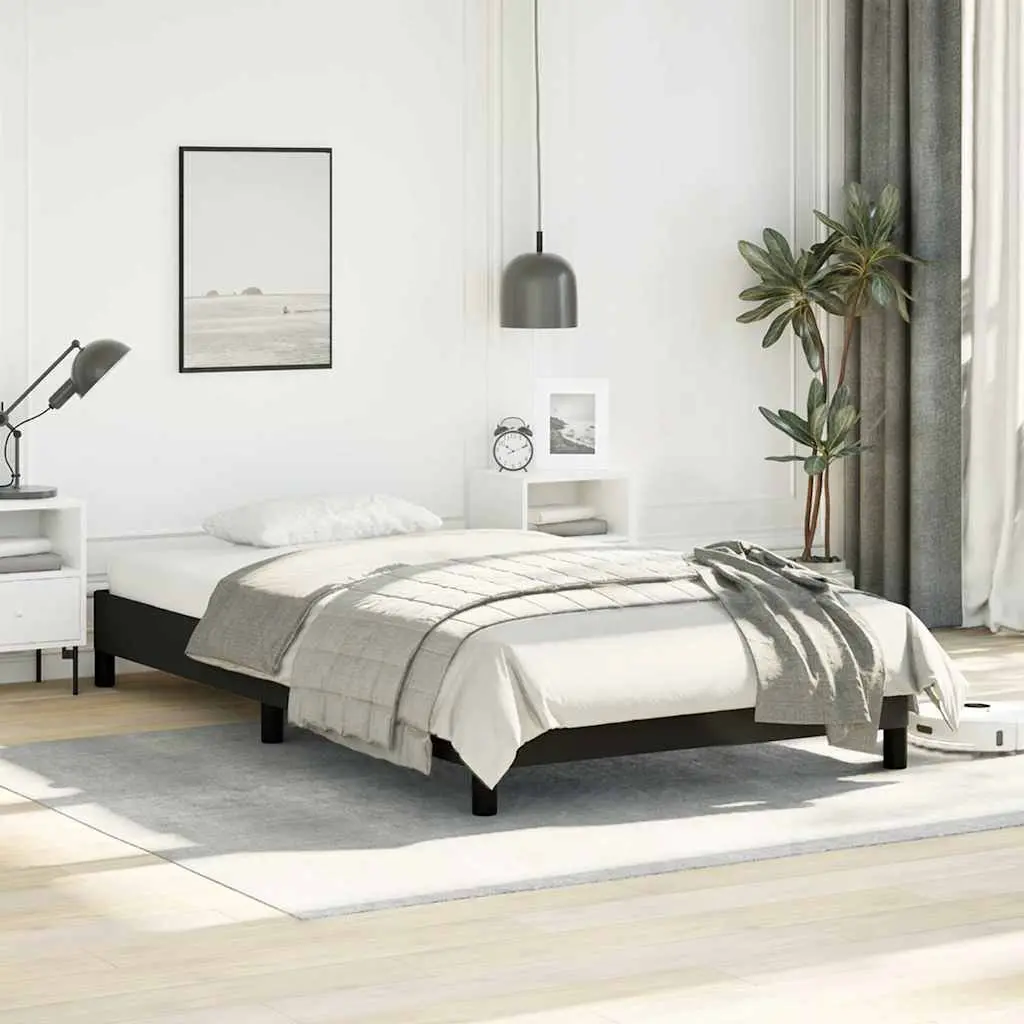 King Single Bed Frame in Black Faux Leather