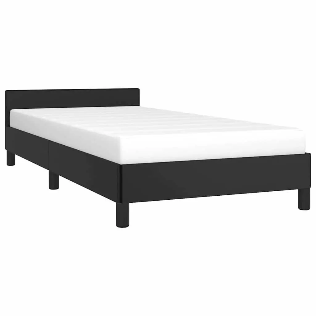 Black Faux Leather King Single Bed Frame with Headboard