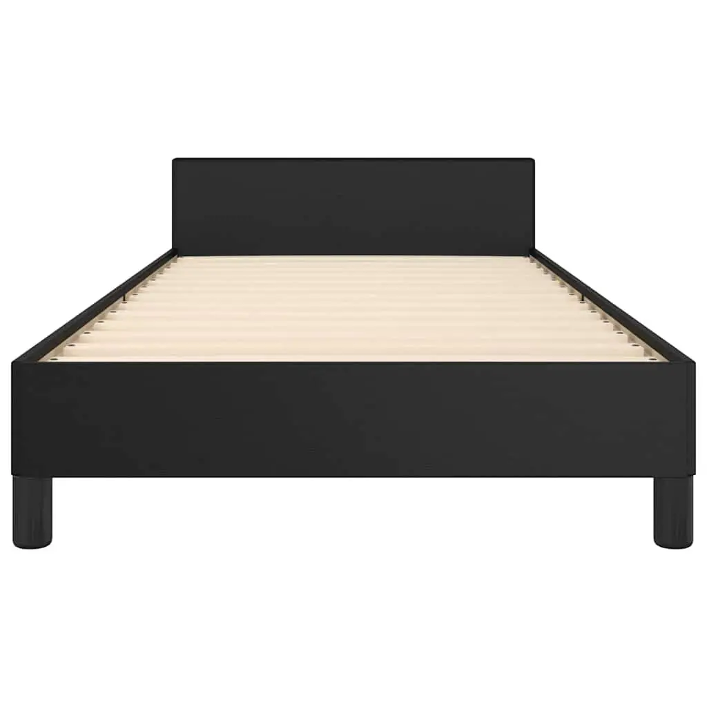 Black Faux Leather King Single Bed Frame with Headboard