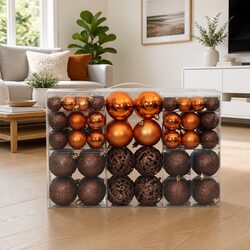 Brown Shatterproof Christmas Baubles 100 pcs Set