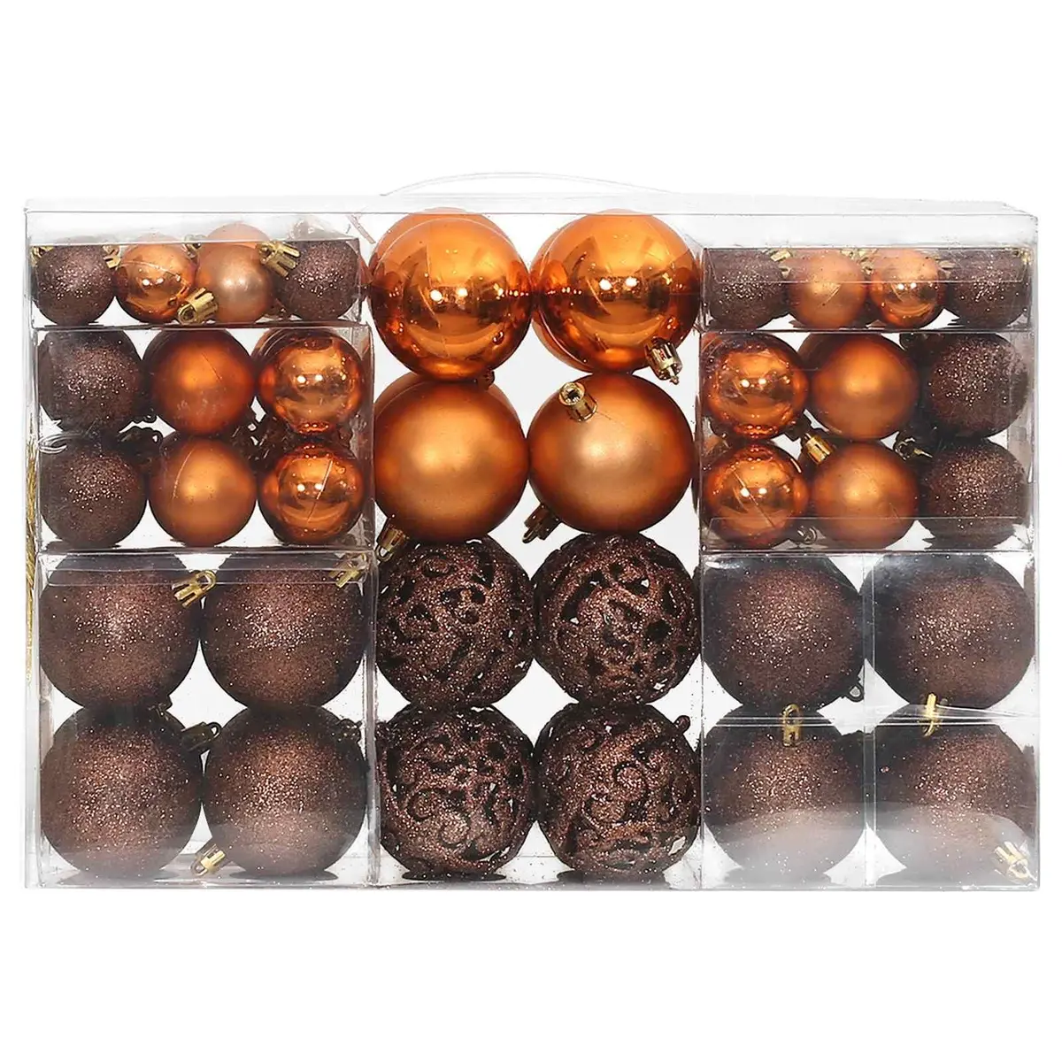 Brown Shatterproof Christmas Baubles 100 pcs Set
