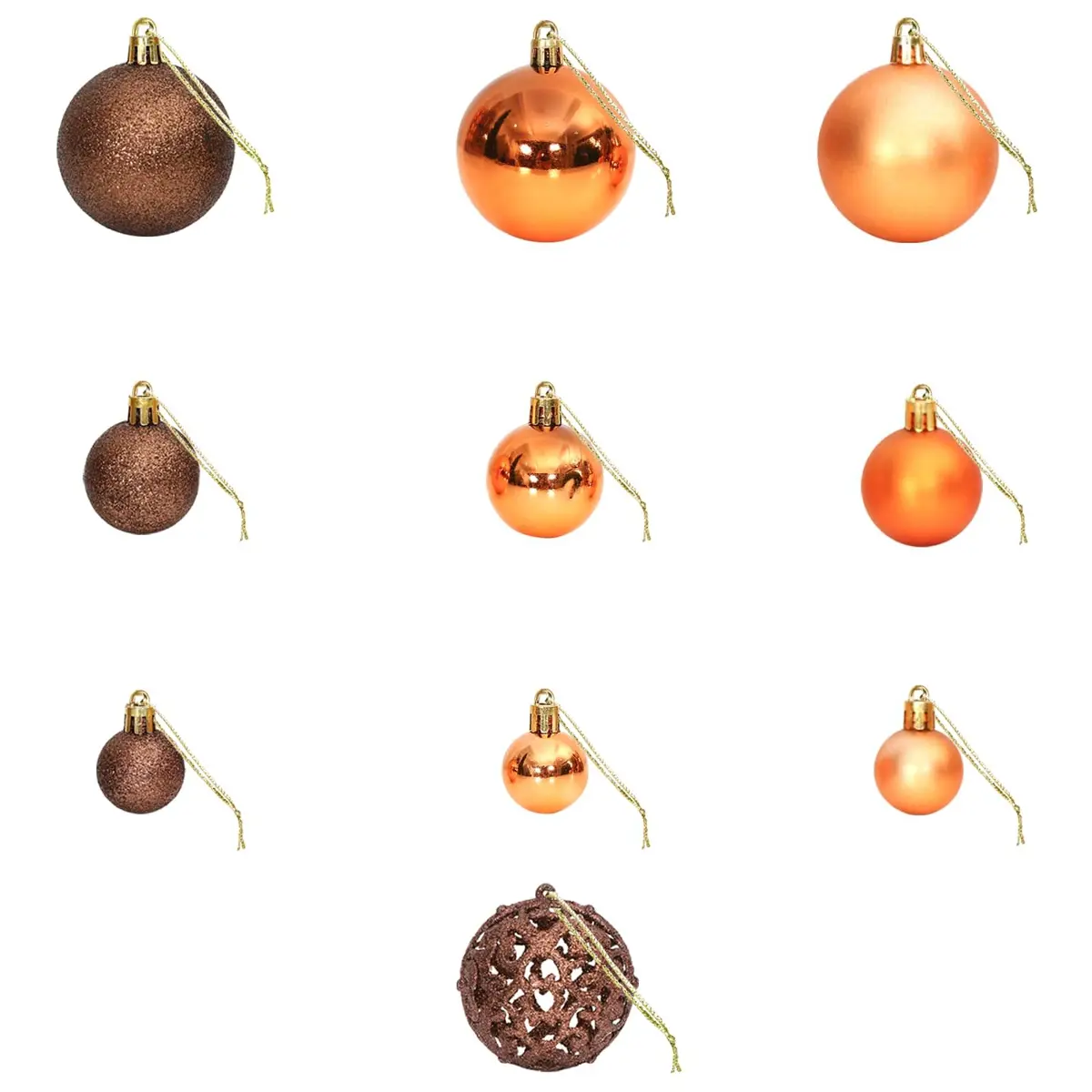 Brown Shatterproof Christmas Baubles 100 pcs Set