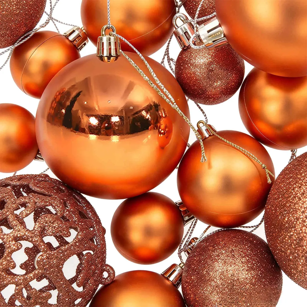 Brown Shatterproof Christmas Baubles 100 pcs Set