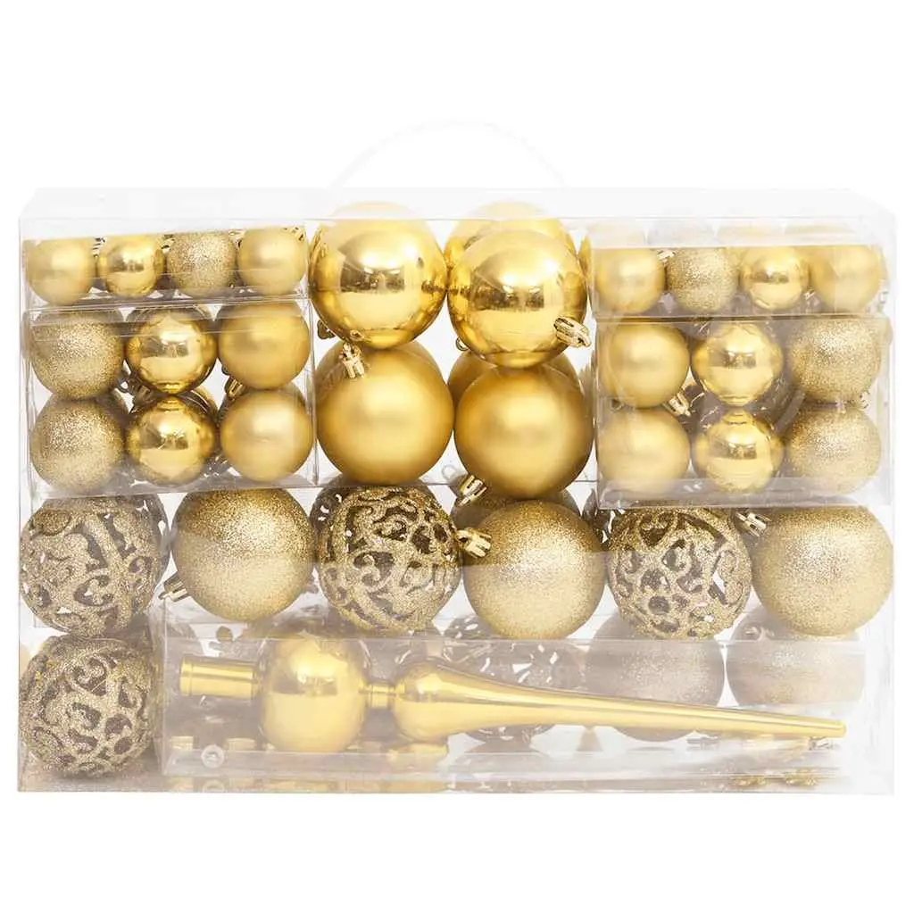 Christmas Bauble Set Polystyrene Gold Multiple Sizes 111 Piece