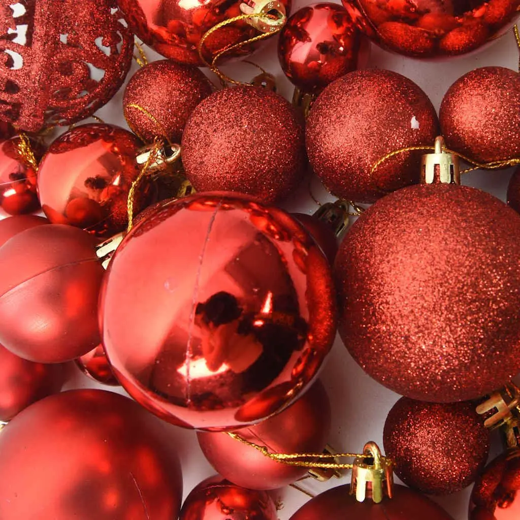111-Piece Red Christmas Bauble Set for Trees