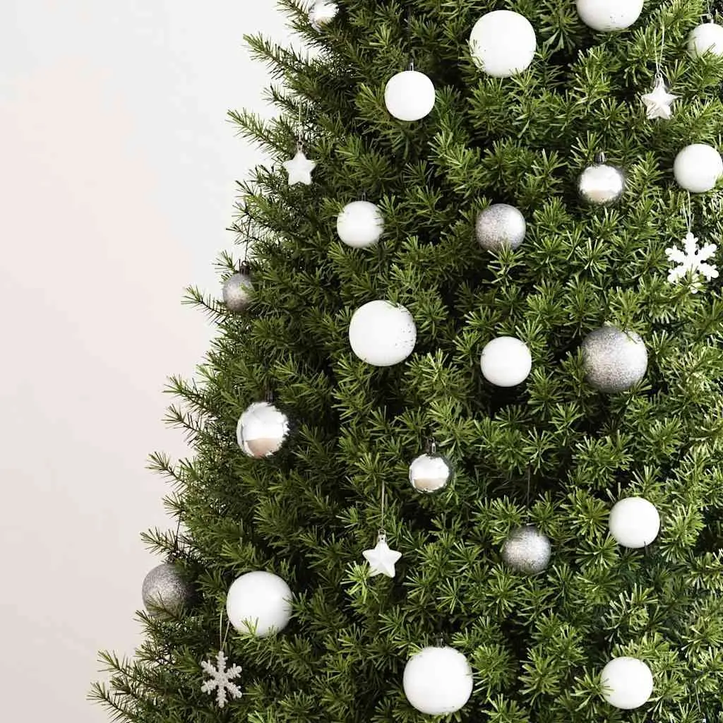 Christmas Bauble Set Shatterproof Polystyrene 111 Piece White Grey