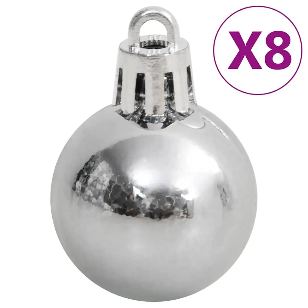 Christmas Bauble Set Shatterproof Polystyrene 111 Piece White Grey