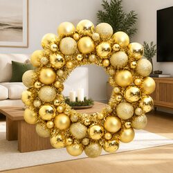 Gold Christmas Wreath 45cm for Festive Decoration
