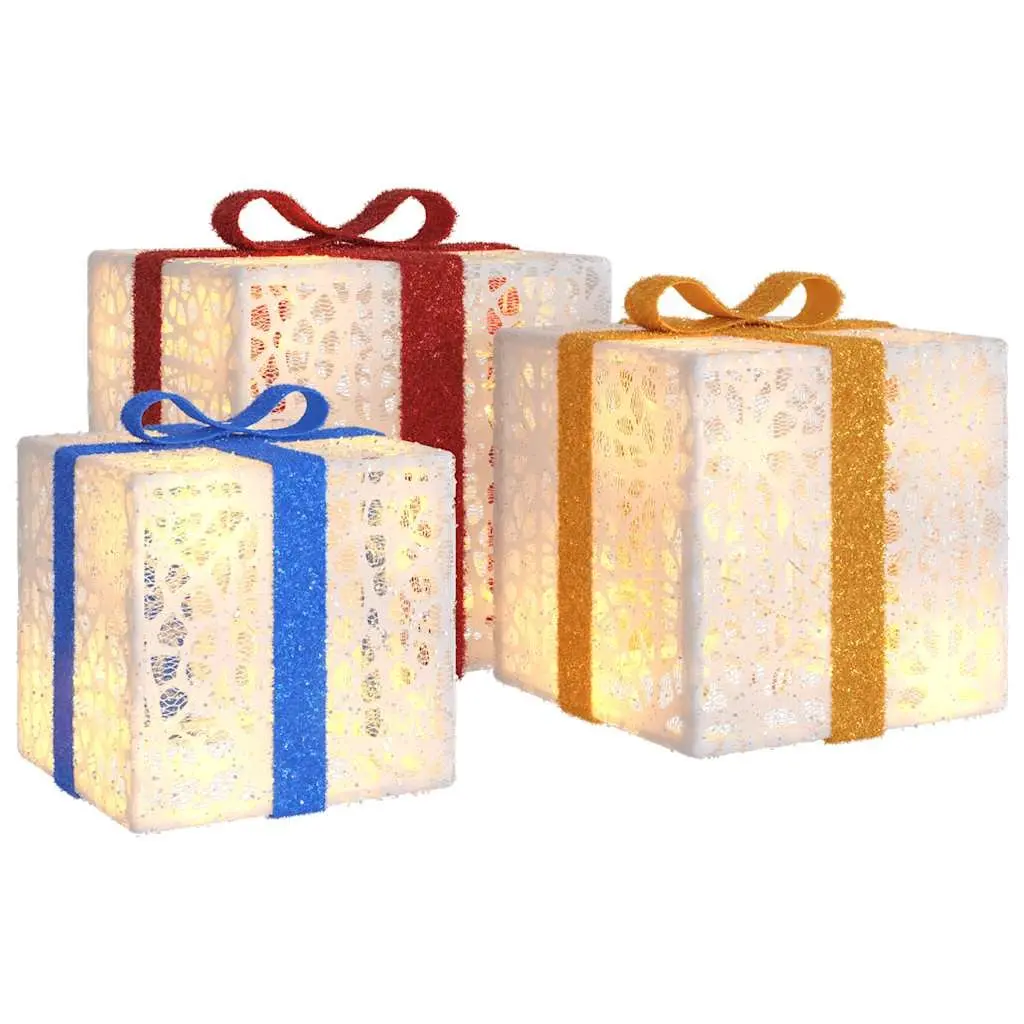 Lighted Christmas Boxes Set of 3 Warm White LED Decoration