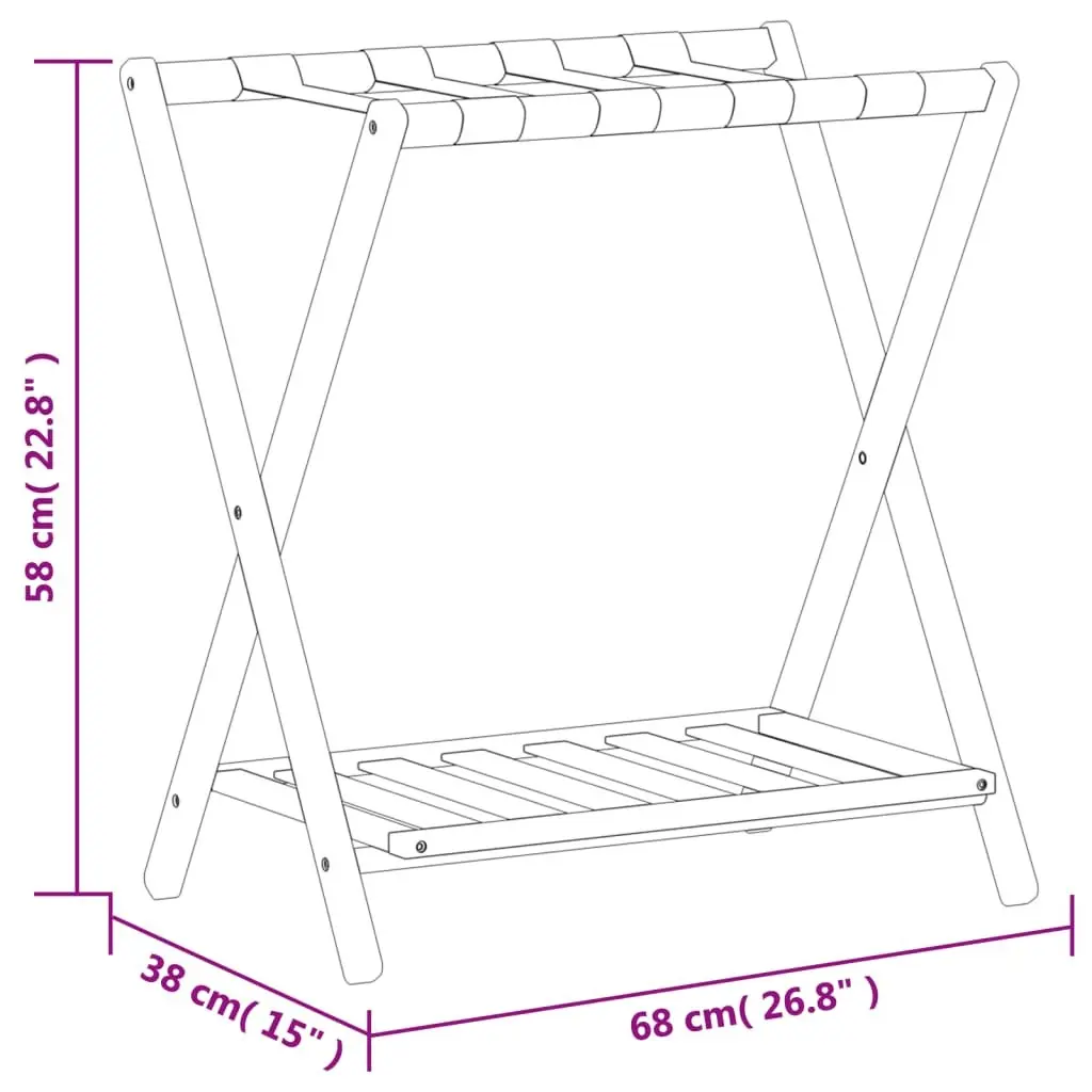Luggage Rack Bamboo Foldable Suitcase Stand Brown 68 x 38 x 58 cm