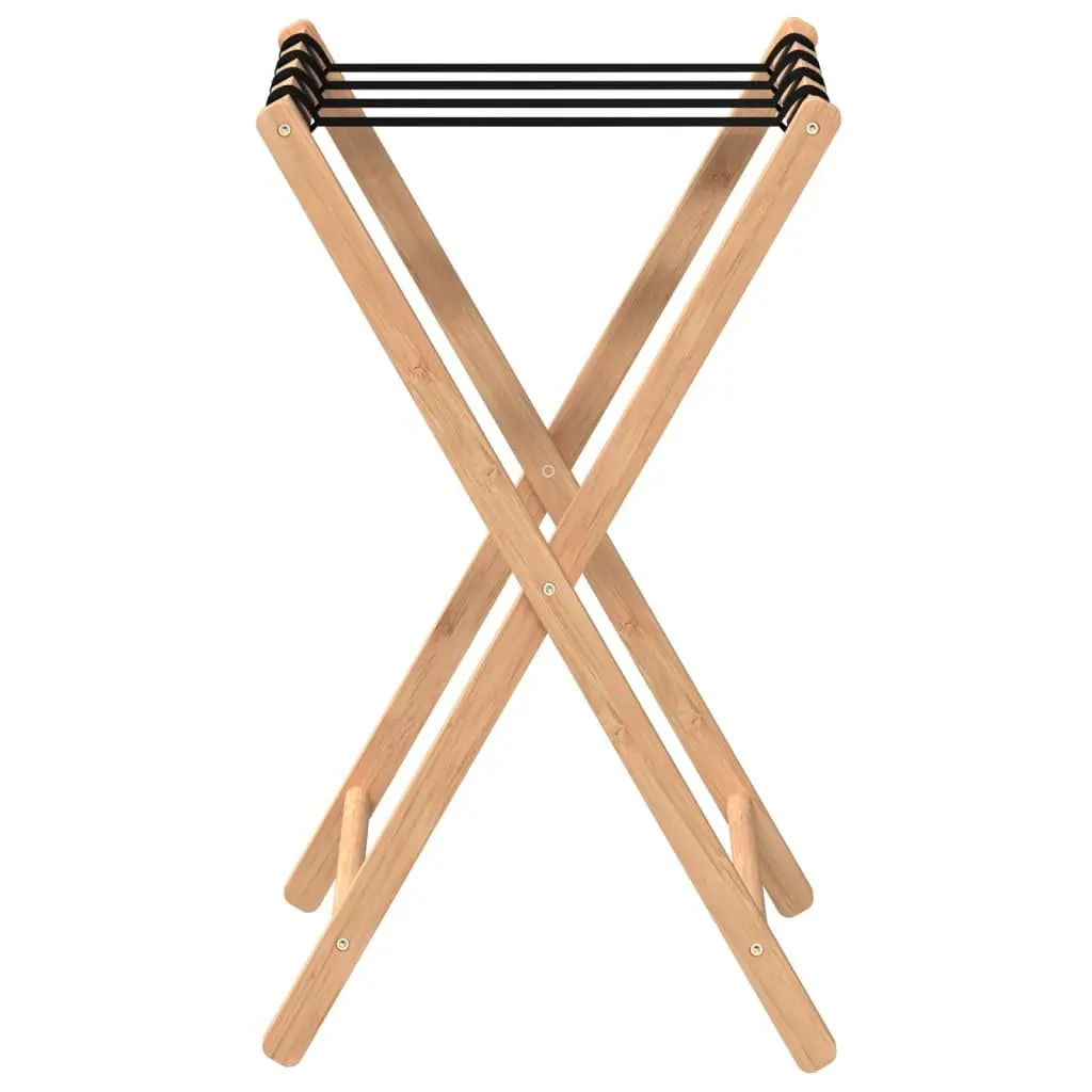 Bamboo Brown Foldable Luggage Rack with Straps