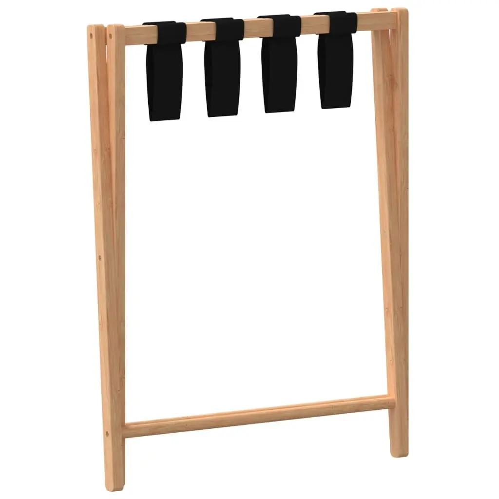 Bamboo Brown Foldable Luggage Rack with Straps