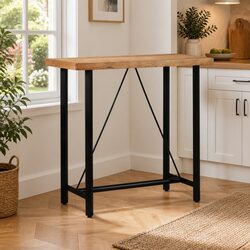 Solid Acacia Wood Bar Table with Iron Frame 110x55x107 cm