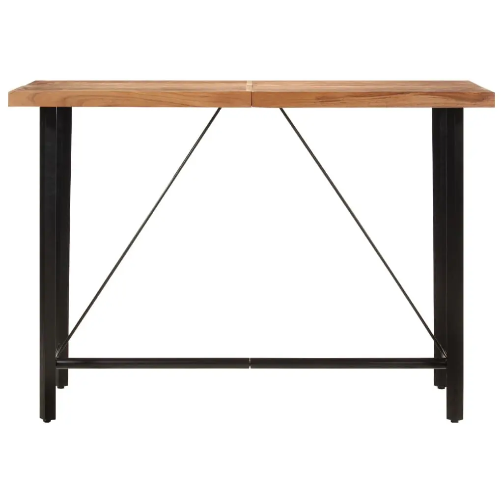 Solid Acacia Wood Bar Table with Iron Frame, 150x70x107 cm