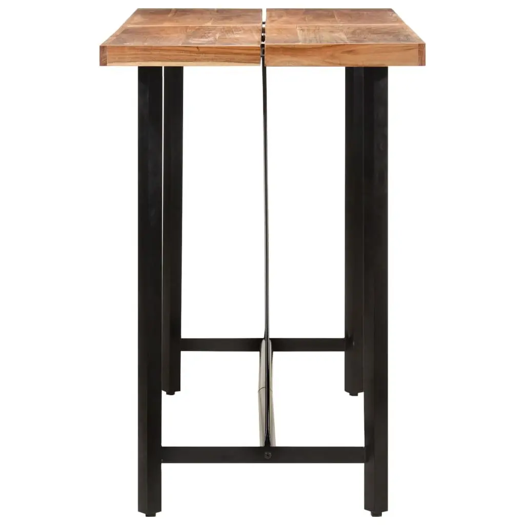 Solid Acacia Wood Bar Table with Iron Frame, 150x70x107 cm