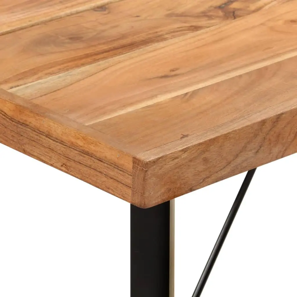 Solid Acacia Wood Bar Table with Iron Frame, 150x70x107 cm
