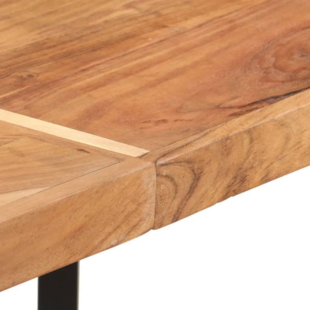 Solid Acacia Wood Bar Table with Iron Frame, 150x70x107 cm