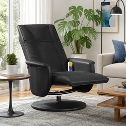 Premium Black Faux Leather Massage Recliner with Footrest