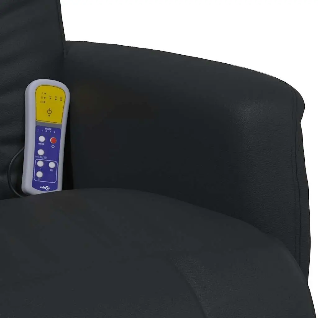 Massage Recliner Chair Faux Leather Black 360 Degree Swivel Vibration