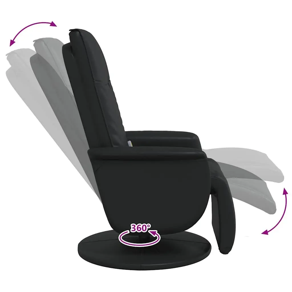 Massage Recliner Chair Faux Leather Black 360 Degree Swivel Vibration
