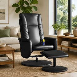 Premium Massage Recliner Chair with Footstool - Black