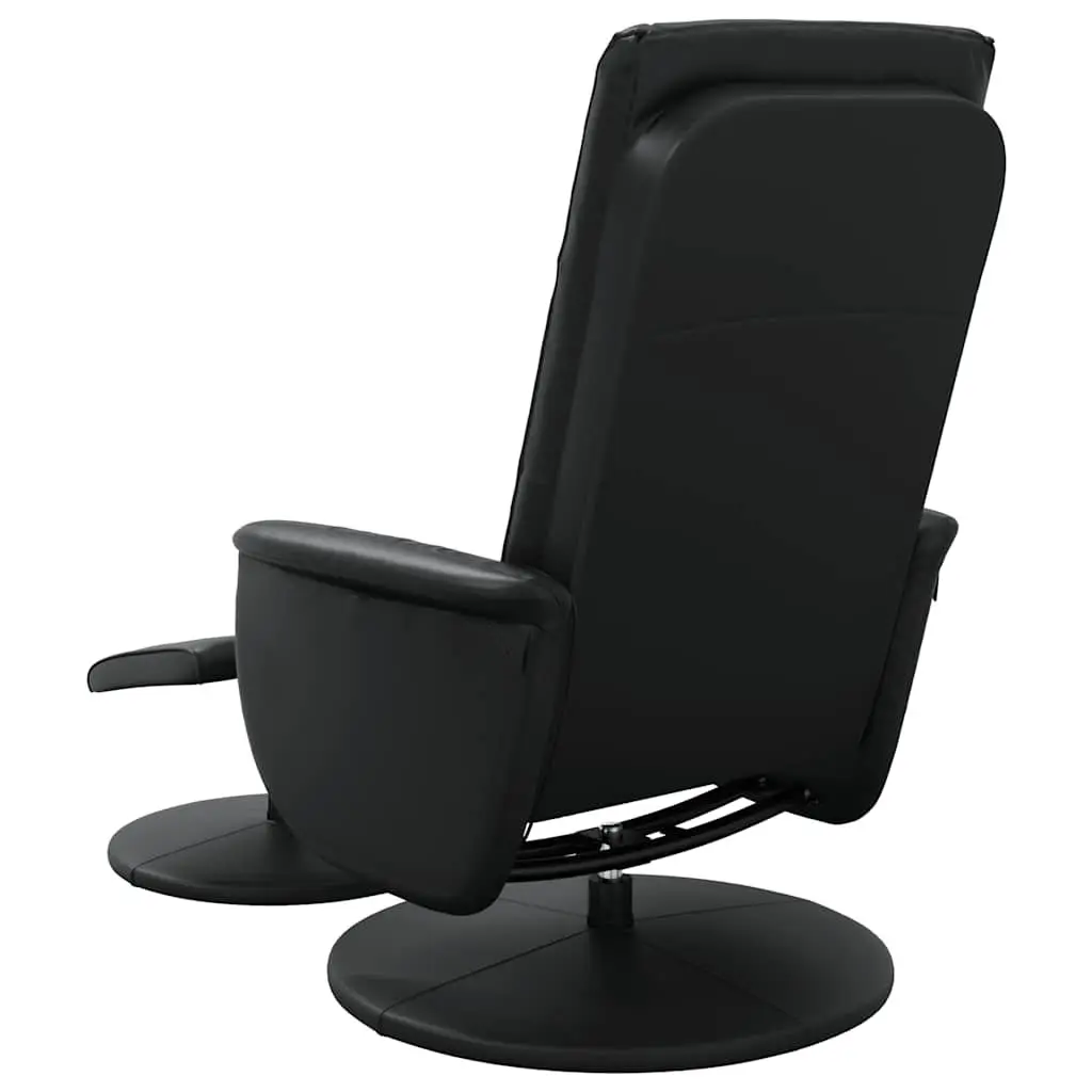 Massage Recliner Chair Faux Leather Black 360 Degree Swivel with Footstool