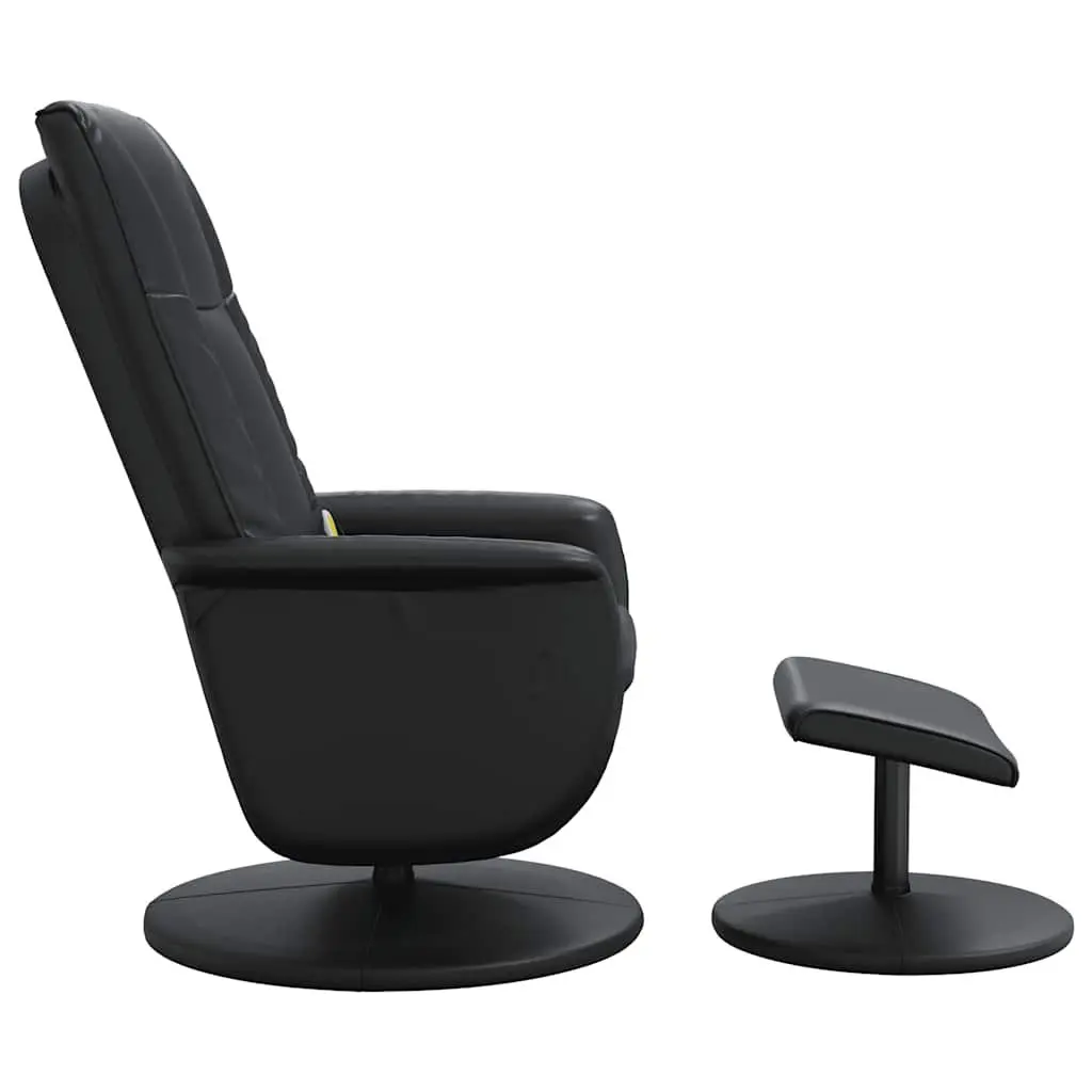 Massage Recliner Chair Faux Leather Black 360 Degree Swivel with Footstool