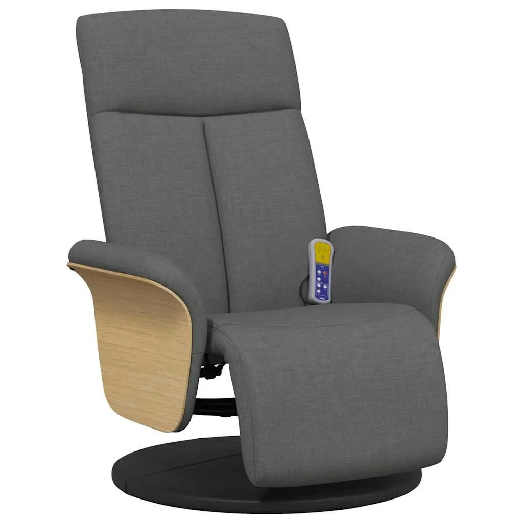 Massage Recliner Chair Fabric Grey Adjustable Backrest Footrest Swivel
