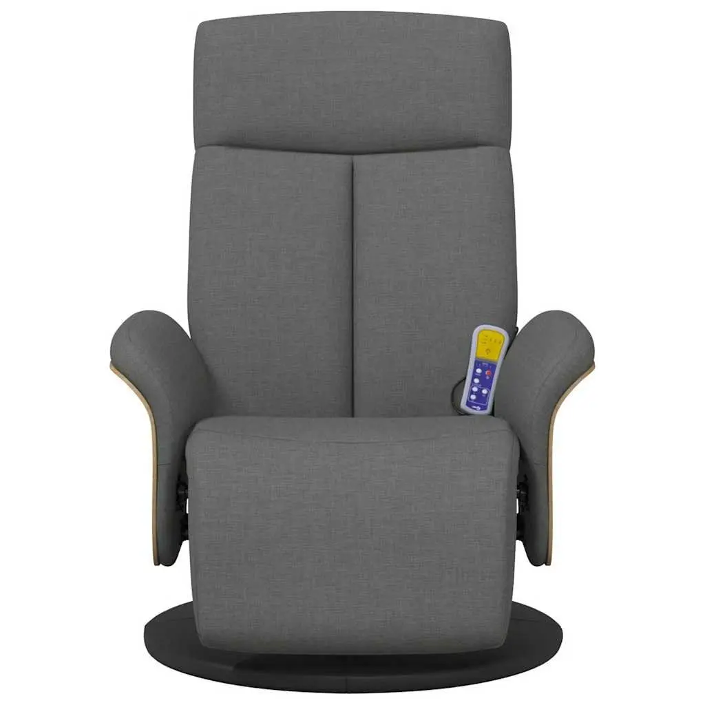 Massage Recliner Chair Fabric Grey Adjustable Backrest Footrest Swivel