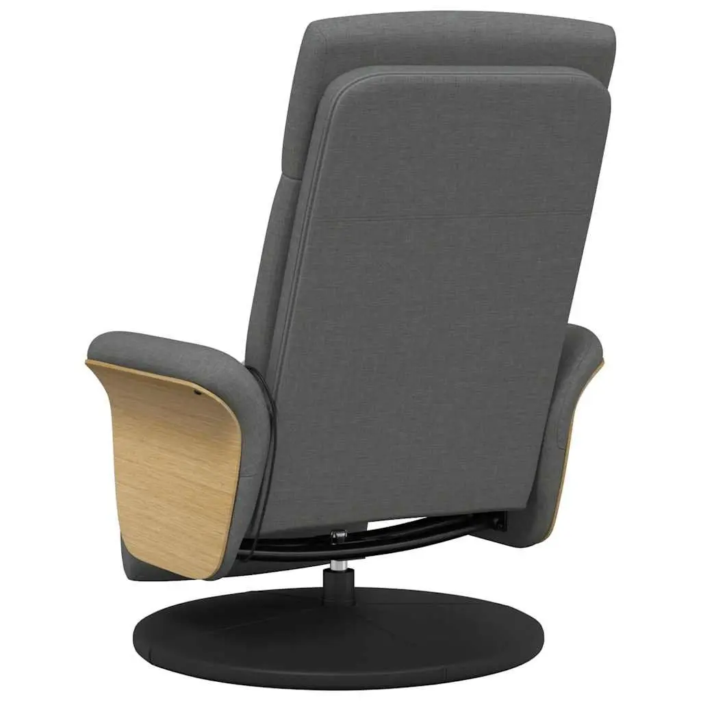 Massage Recliner Chair Fabric Grey Adjustable Backrest Footrest Swivel