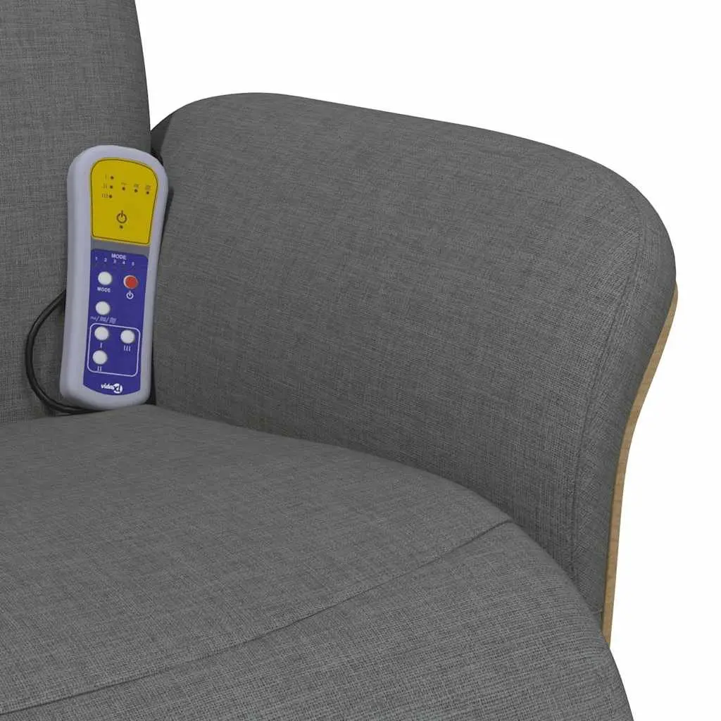 Massage Recliner Chair Fabric Grey Adjustable Backrest Footrest Swivel