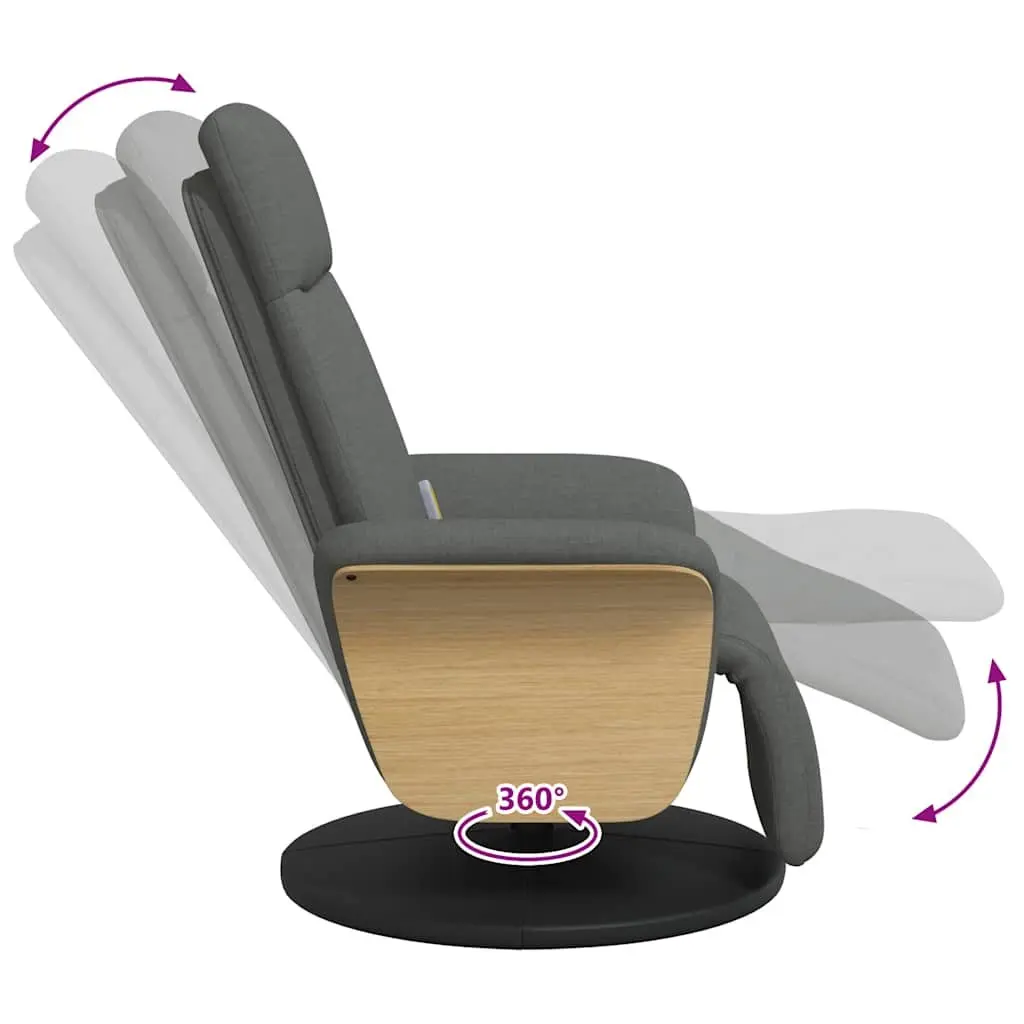 Massage Recliner Chair Fabric Grey Adjustable Backrest Footrest Swivel