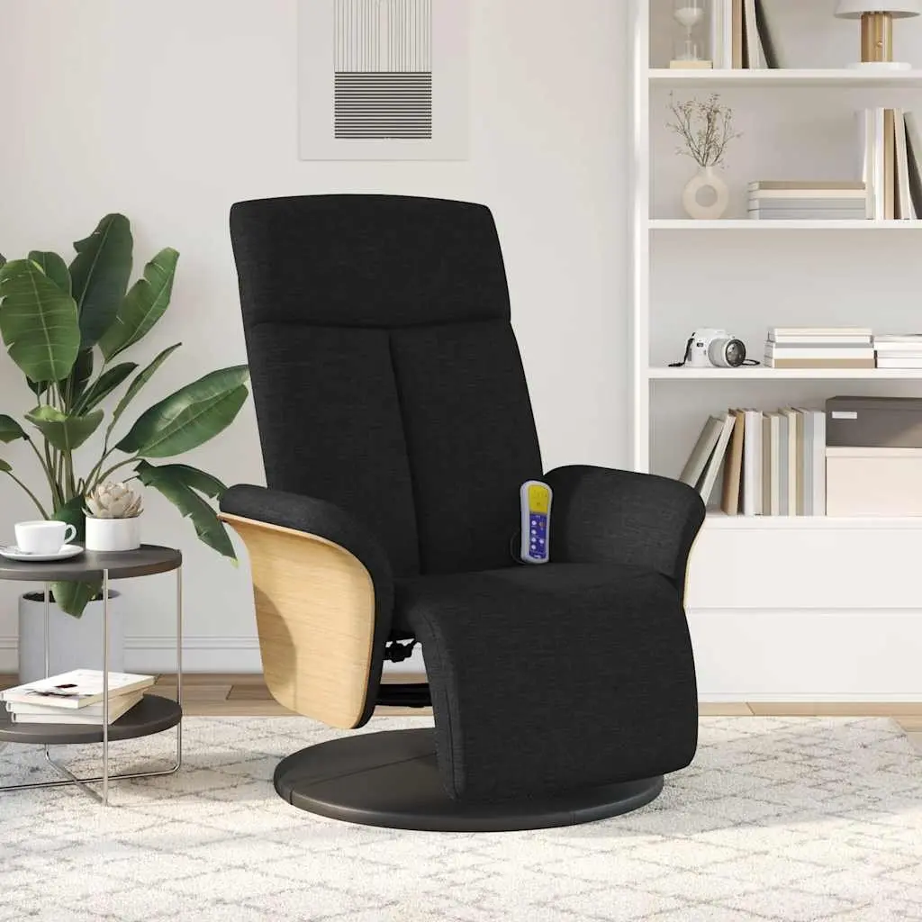 Massage Recliner Chair Fabric Adjustable 105125 Degrees Black