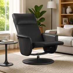 Quality Black Faux Leather Recliner Chair with Footrest