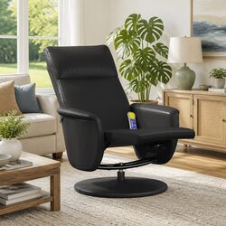 Durable Massage Recliner Chair with Footrest in Black