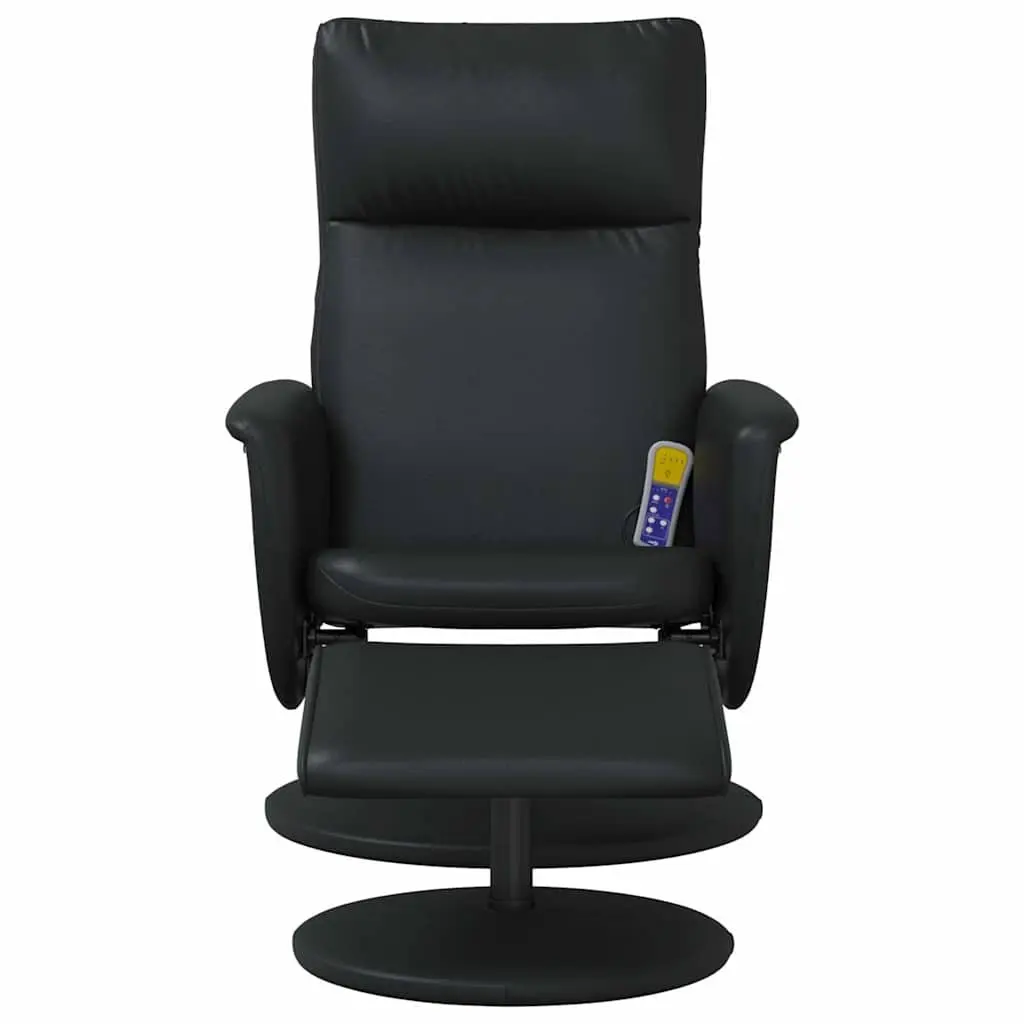 Black Faux Leather Massage Recliner Chair with Footstool