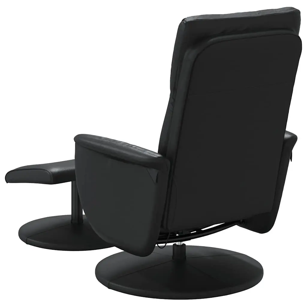 Black Faux Leather Massage Recliner Chair with Footstool