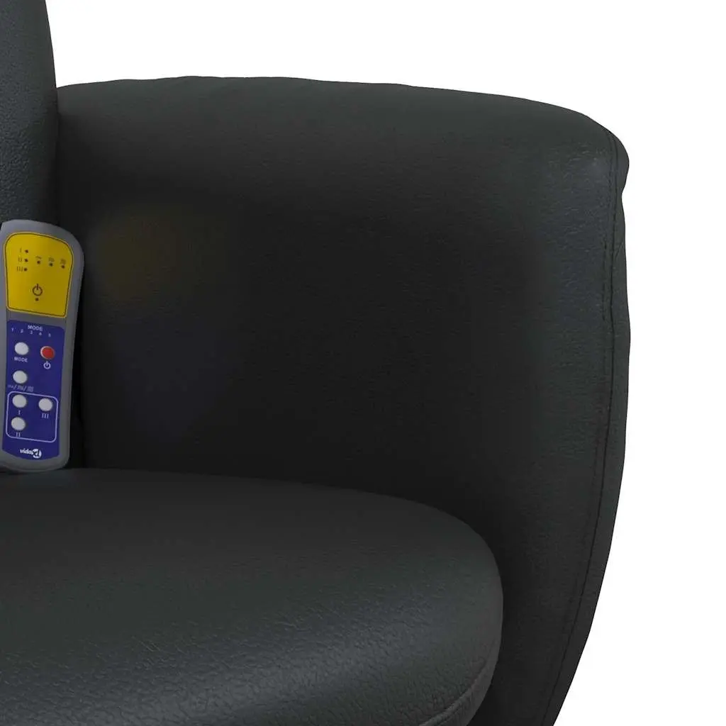 Black Faux Leather Massage Recliner Chair with Footstool
