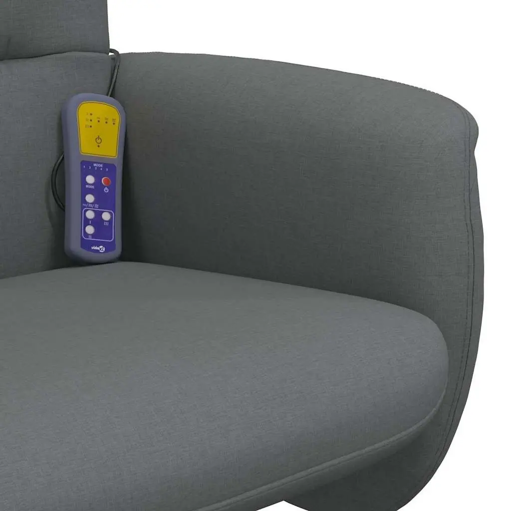 Massage Recliner Chair Fabric Grey Manual Reclining with Footstool 360 Swivel
