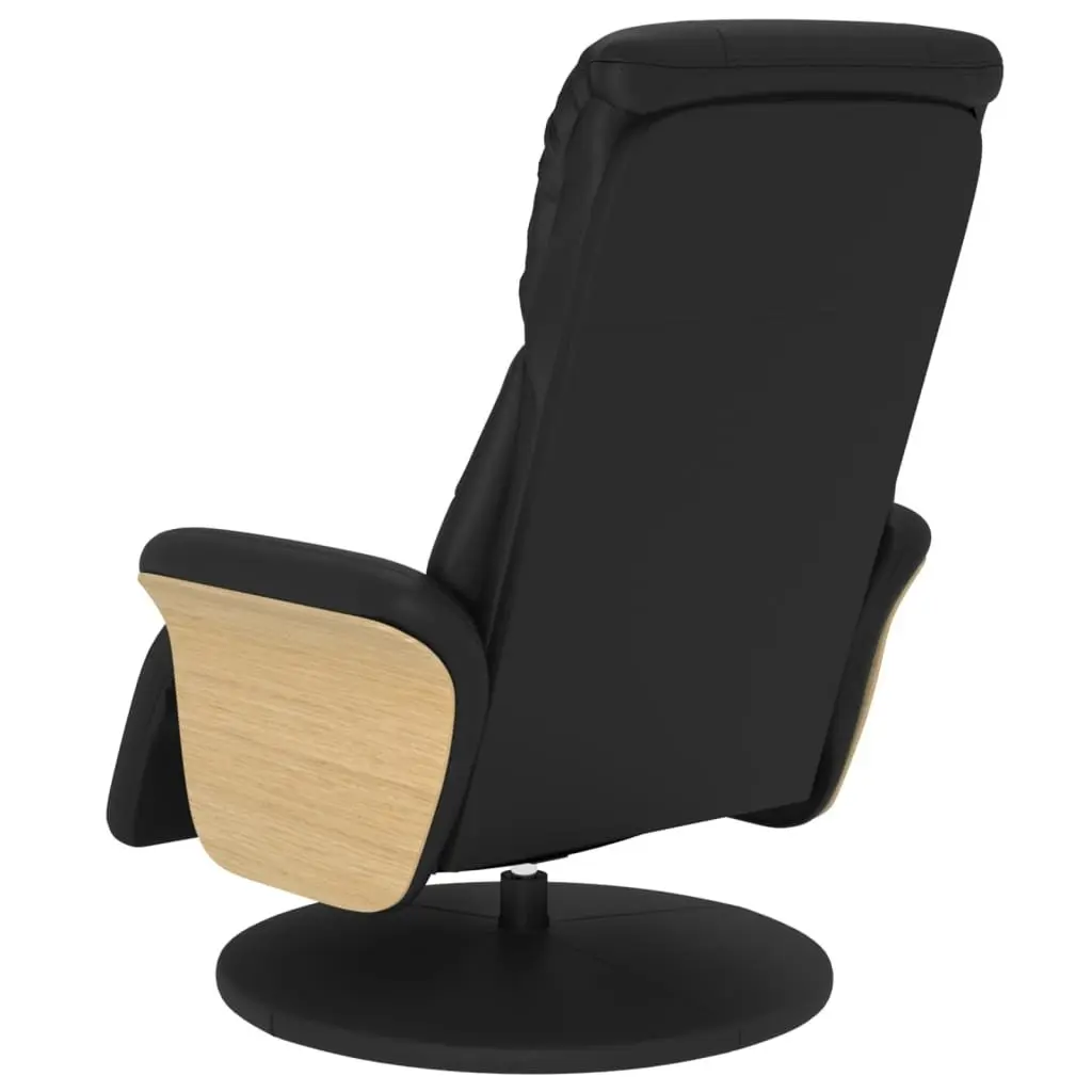 Swivel Recliner Chair with Footrest in Black Faux