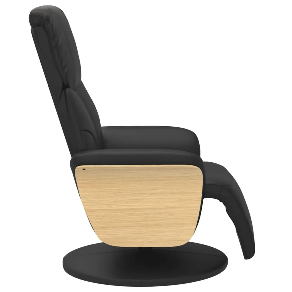 Swivel Recliner Chair with Footrest in Black Faux