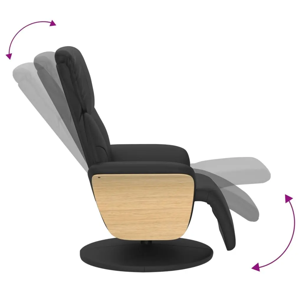 Swivel Recliner Chair with Footrest in Black Faux