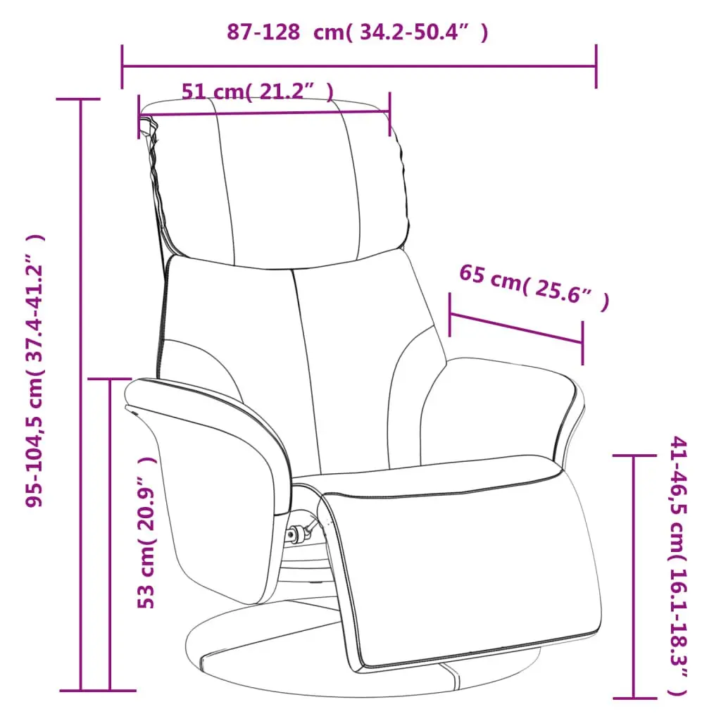 Swivel Recliner Chair with Footrest in Black Faux
