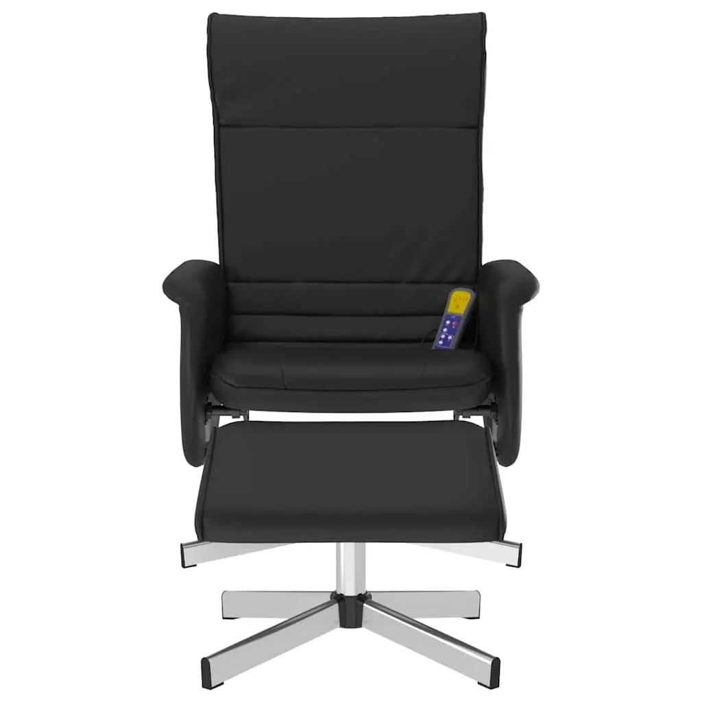 Massage Recliner Chair Faux Leather Black with Footstool 360 Degree Swivel Adjustable Backrest