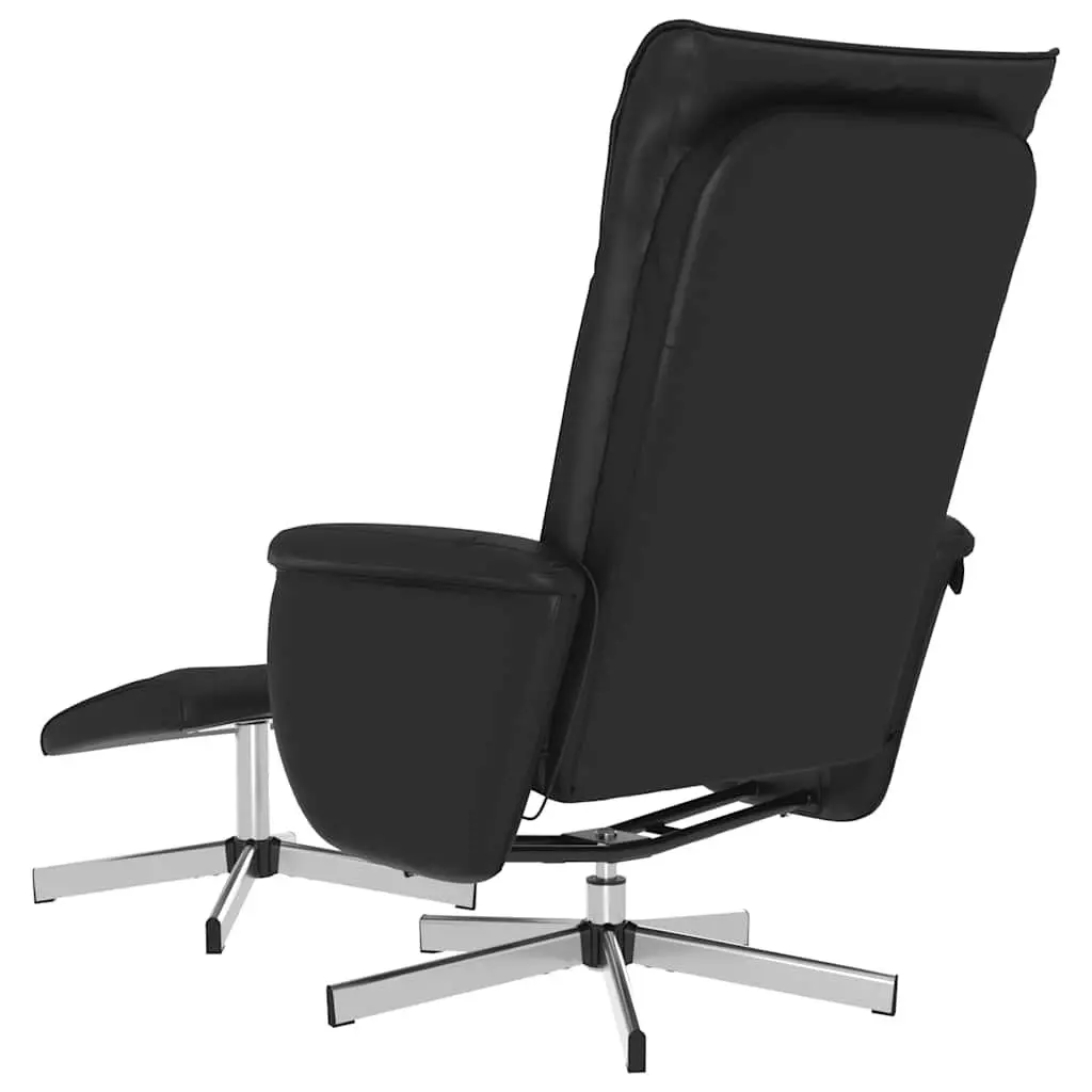 Massage Recliner Chair Faux Leather Black with Footstool 360 Degree Swivel Adjustable Backrest