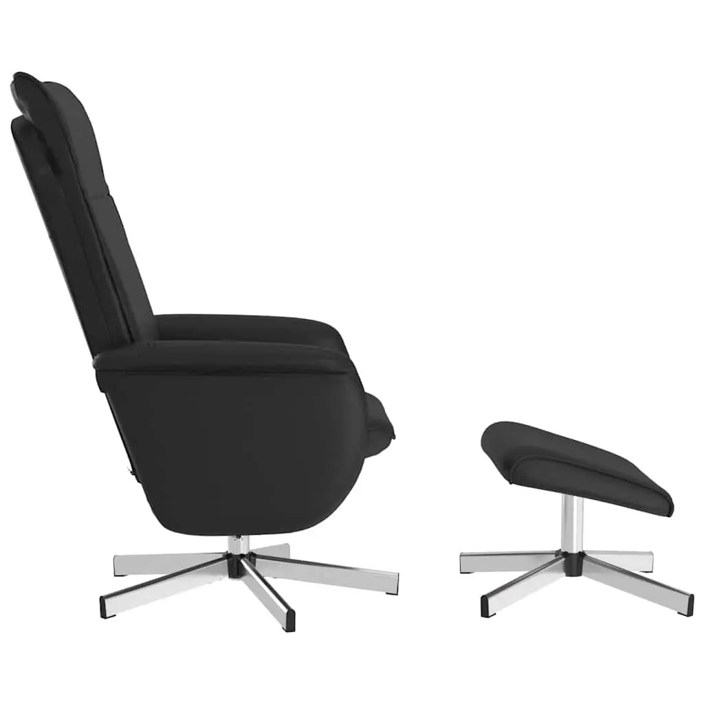 Massage Recliner Chair Faux Leather Black with Footstool 360 Degree Swivel Adjustable Backrest