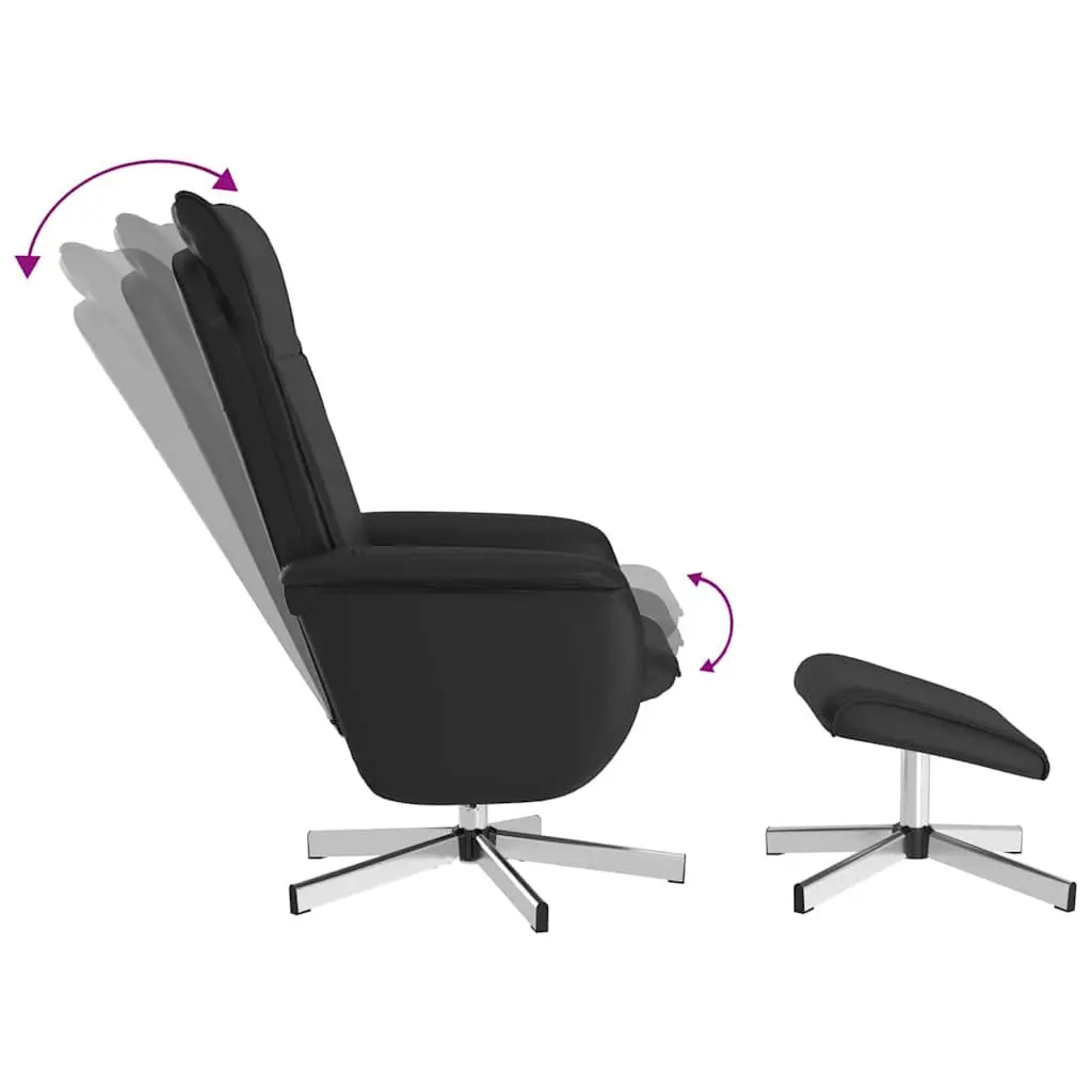 Massage Recliner Chair Faux Leather Black with Footstool 360 Degree Swivel Adjustable Backrest