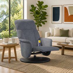 Grey Velvet Adjustable Massage Recliner with Footrest